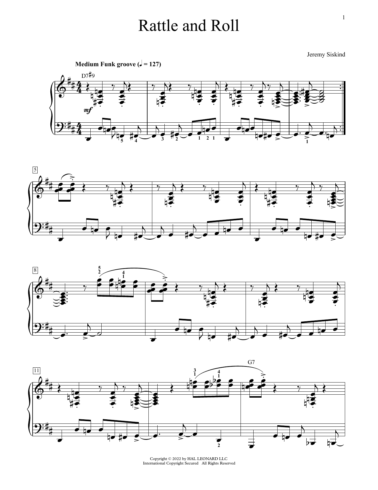 Jeremy Siskind Rattle And Roll sheet music notes and chords arranged for Educational Piano