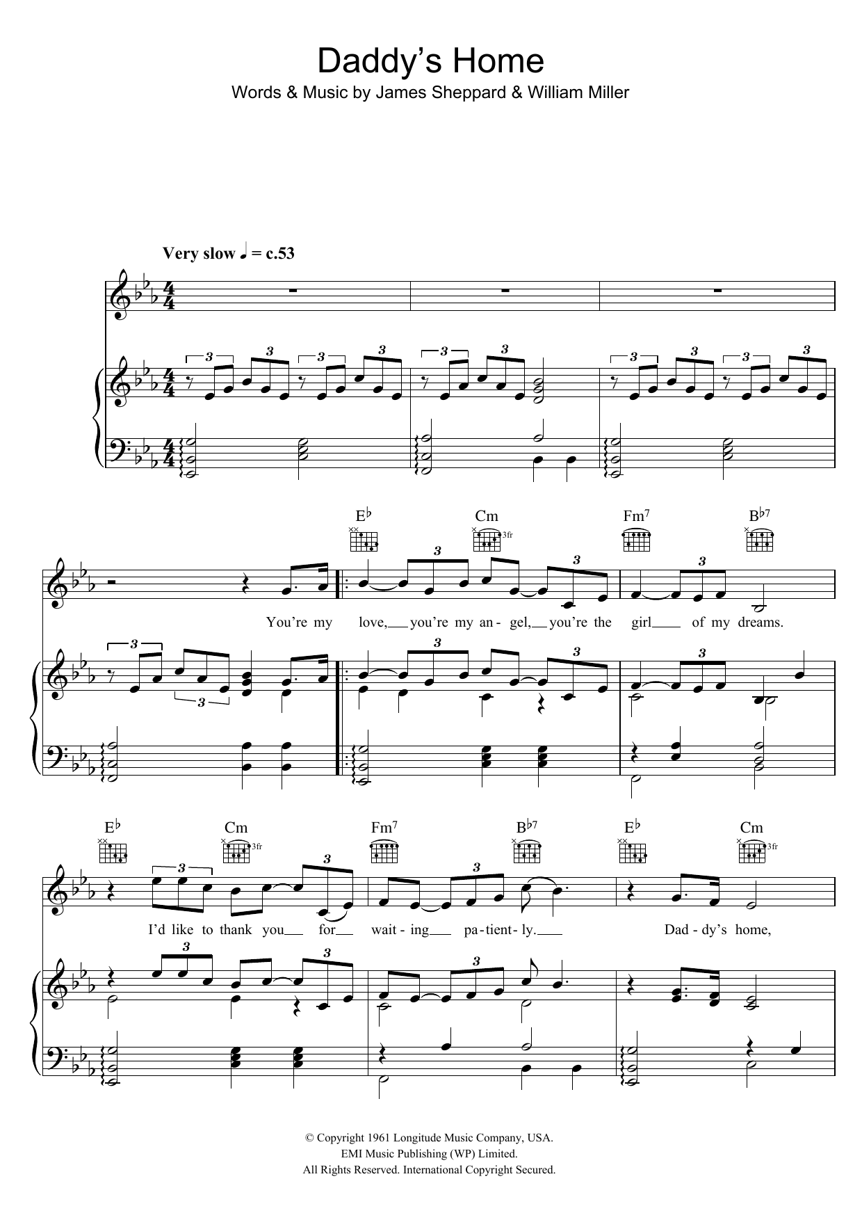 Jermaine Jackson Daddy's Home sheet music notes and chords arranged for Piano, Vocal & Guitar Chords