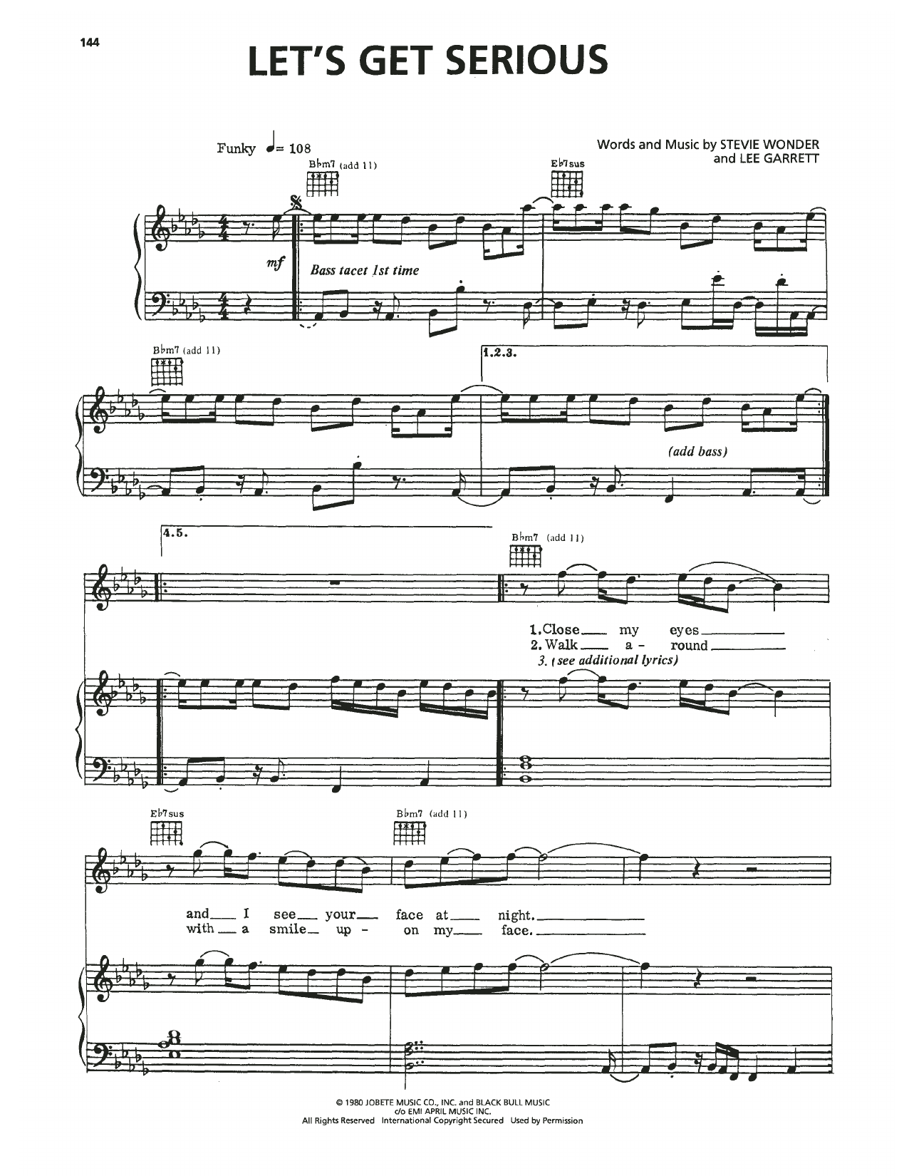 Jermaine Jackson Let's Get Serious sheet music notes and chords arranged for Piano, Vocal & Guitar Chords (Right-Hand Melody)