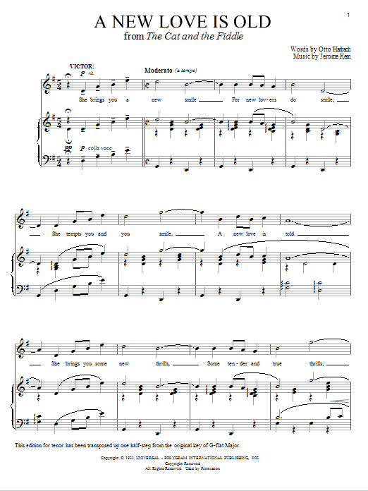 Jerome Kern A New Love Is Old sheet music notes and chords arranged for Piano & Vocal