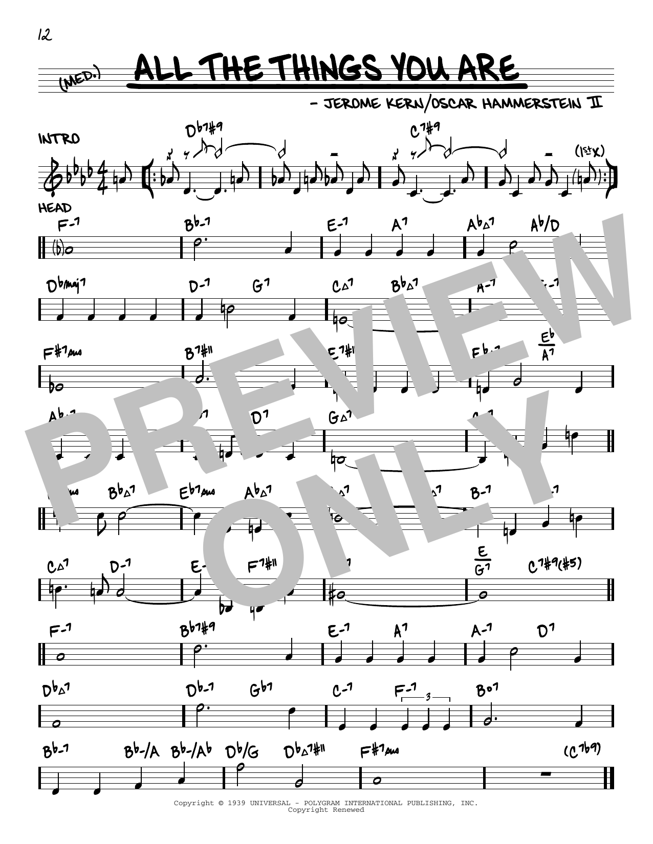 Jerome Kern All The Things You Are (arr. David Hazeltine) sheet music notes and chords arranged for Real Book – Enhanced Chords