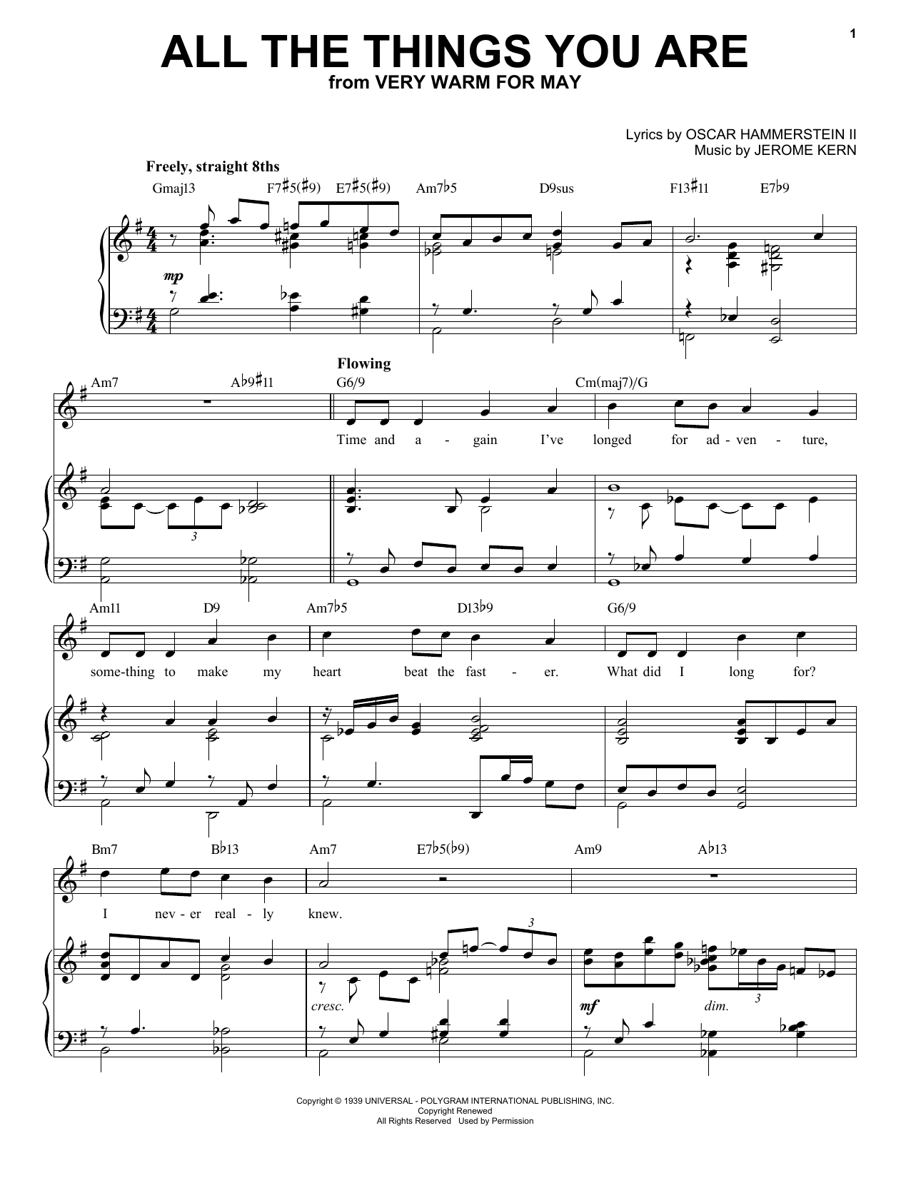 Jerome Kern All The Things You Are [Jazz version] (arr. Brent Edstrom) sheet music notes and chords arranged for Piano & Vocal