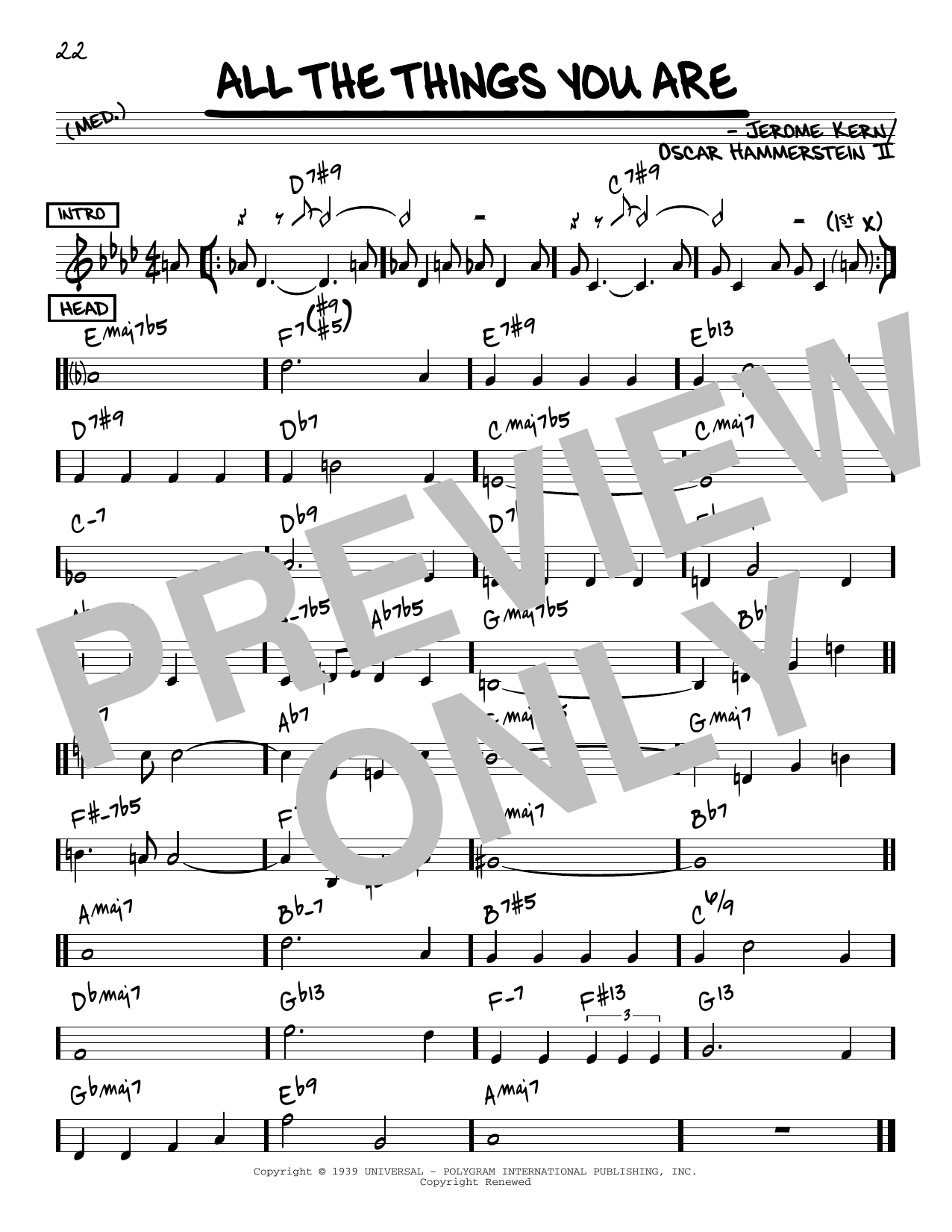 Jerome Kern All The Things You Are [Reharmonized version] (arr. Jack Grassel) sheet music notes and chords arranged for Real Book – Melody & Chords