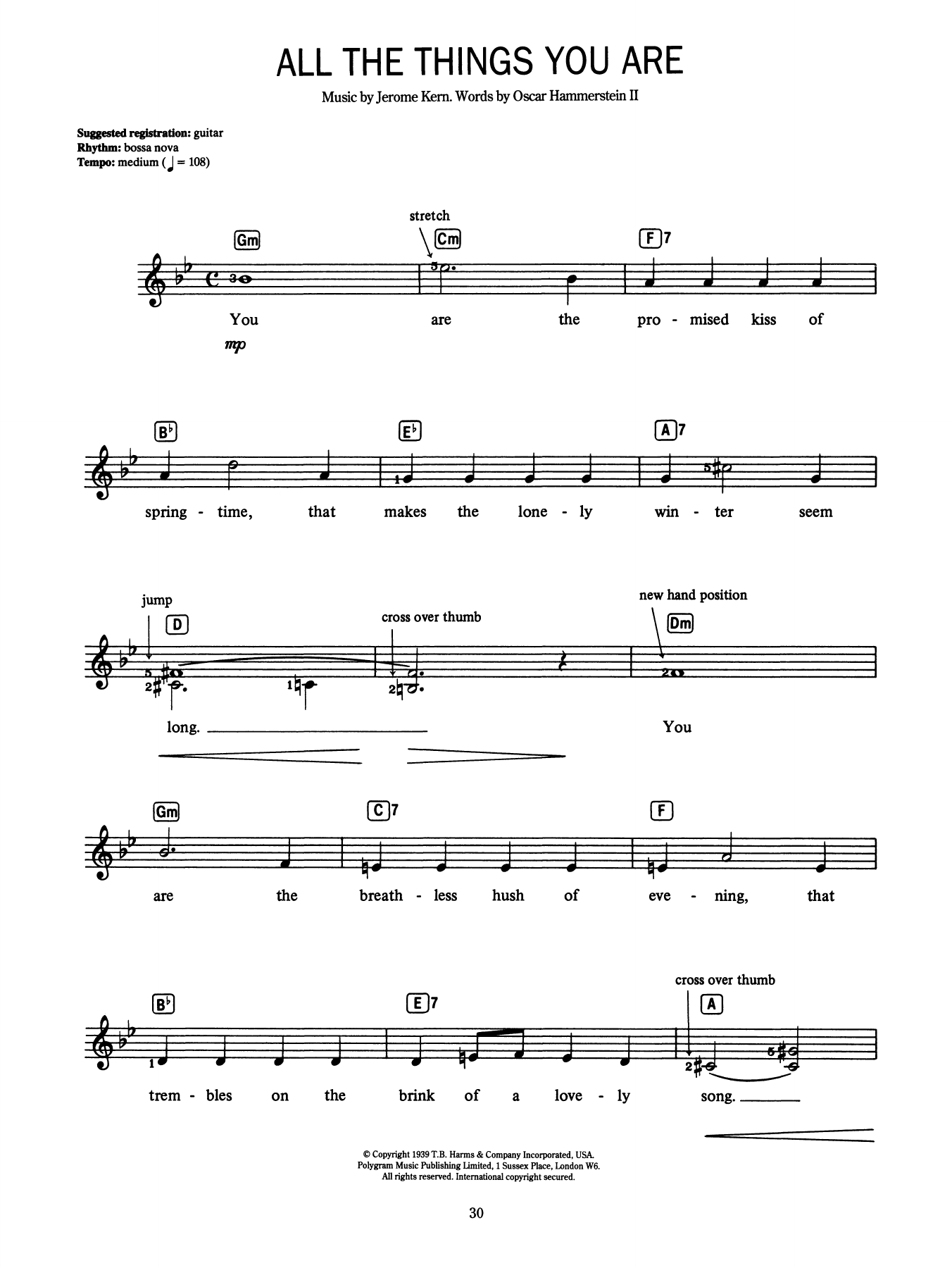 Jerome Kern and Oscar Hammerstein II All The Things You Are sheet music notes and chords arranged for Lead Sheet / Fake Book