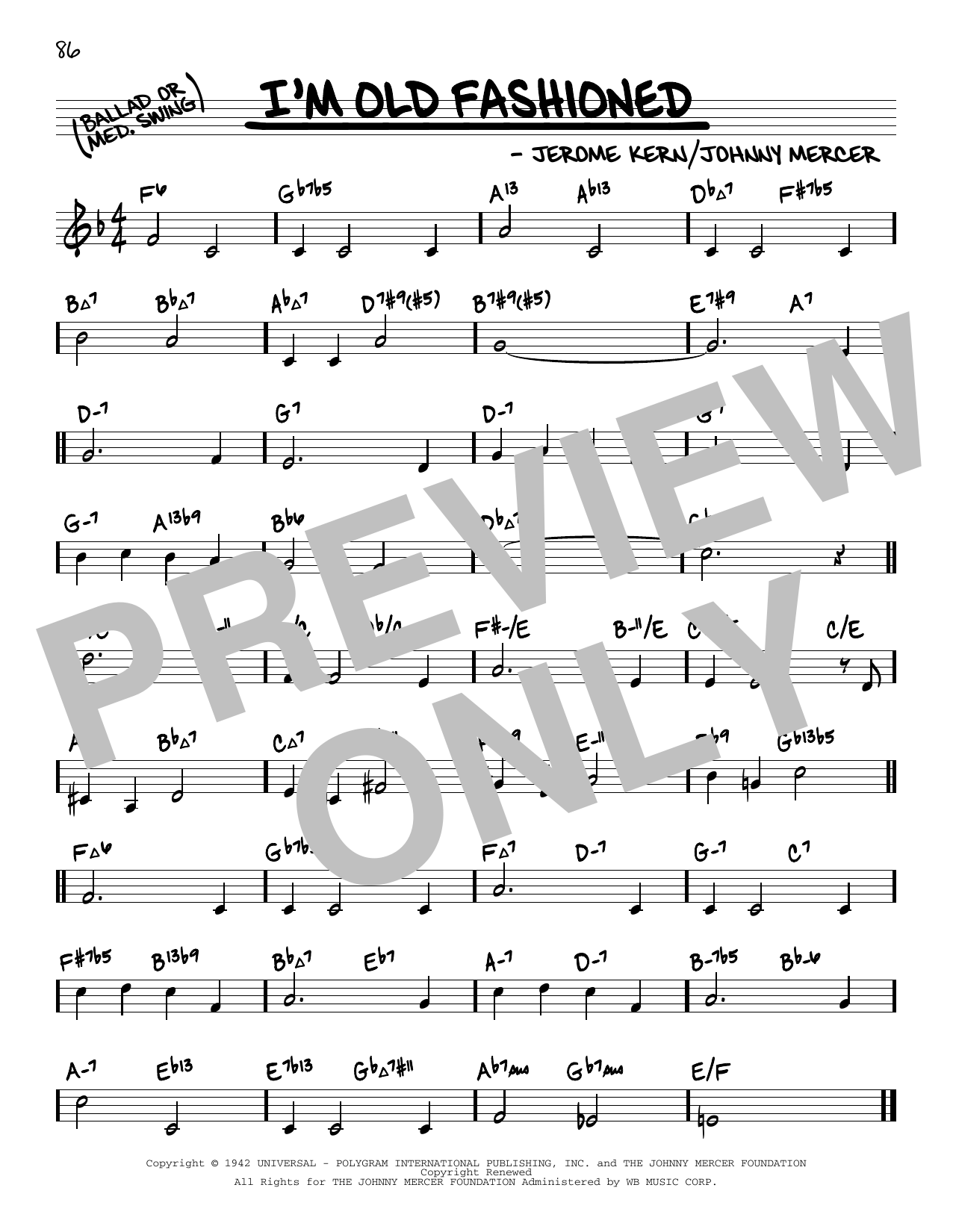 Jerome Kern I'm Old Fashioned (arr. David Hazeltine) sheet music notes and chords arranged for Real Book – Enhanced Chords