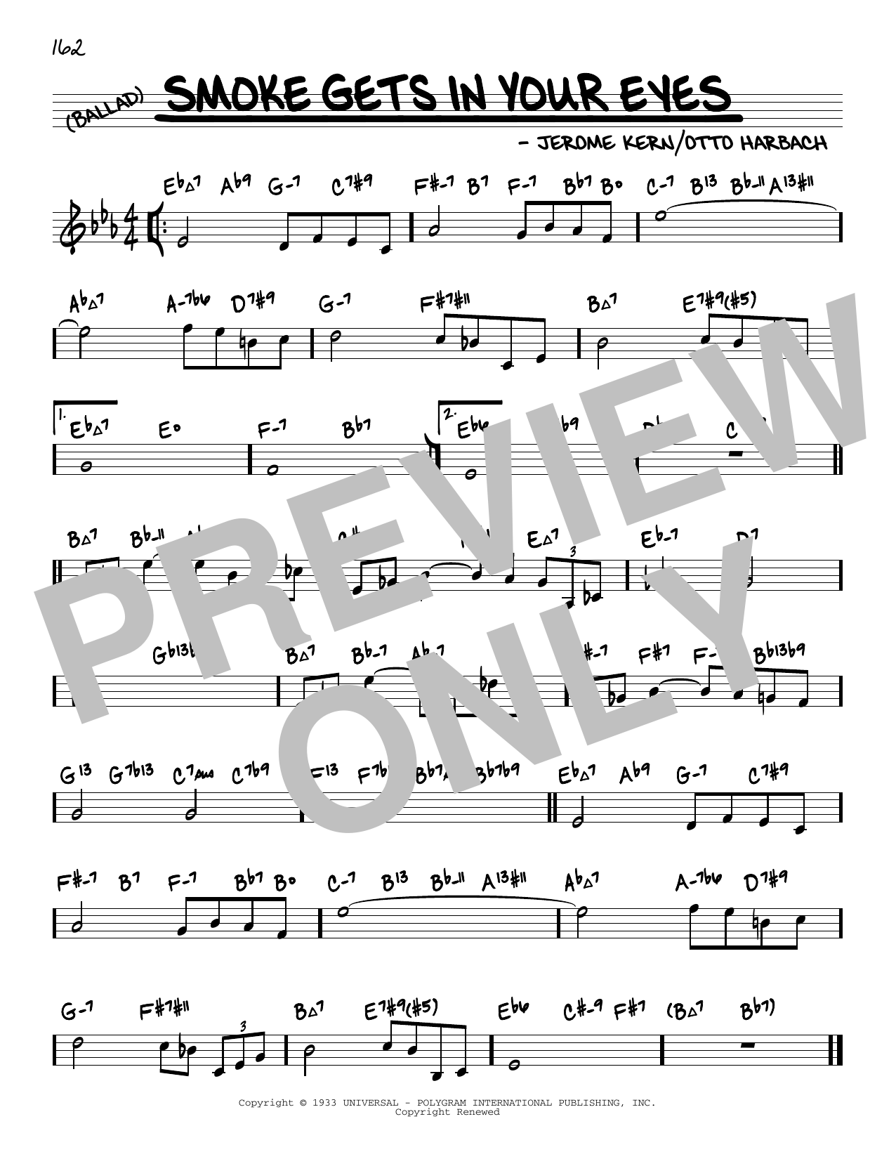 Jerome Kern Smoke Gets In Your Eyes (arr. David Hazeltine) sheet music notes and chords arranged for Real Book – Enhanced Chords