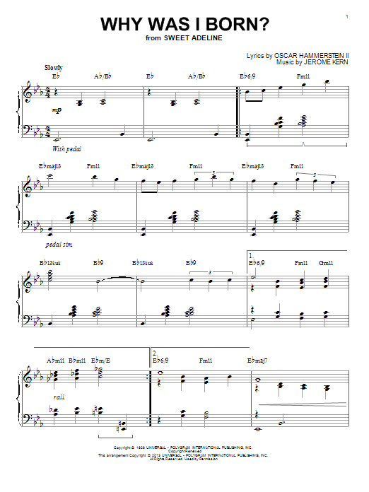 Jerome Kern Why Was I Born? [Jazz version] (arr. Brent Edstrom) sheet music notes and chords arranged for Piano Solo