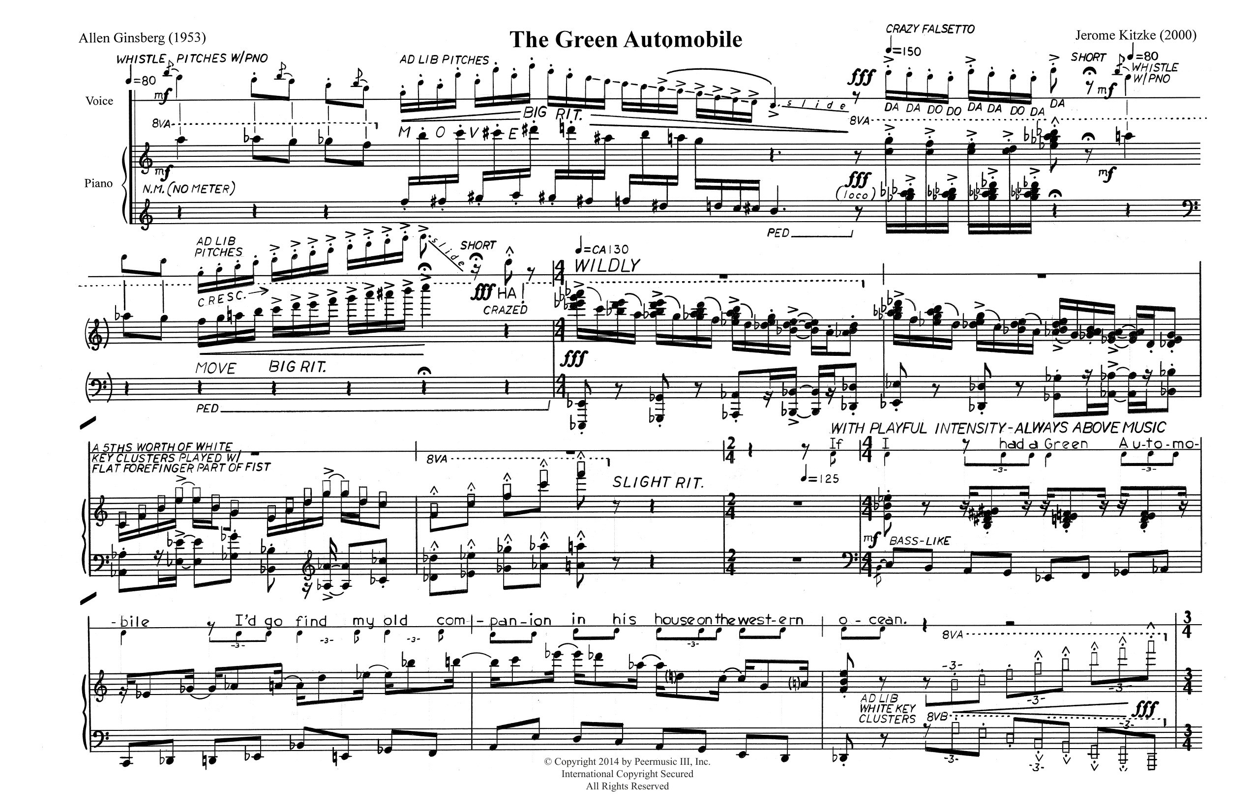 Jerome Kitzke The Green Automobile sheet music notes and chords arranged for Piano Solo