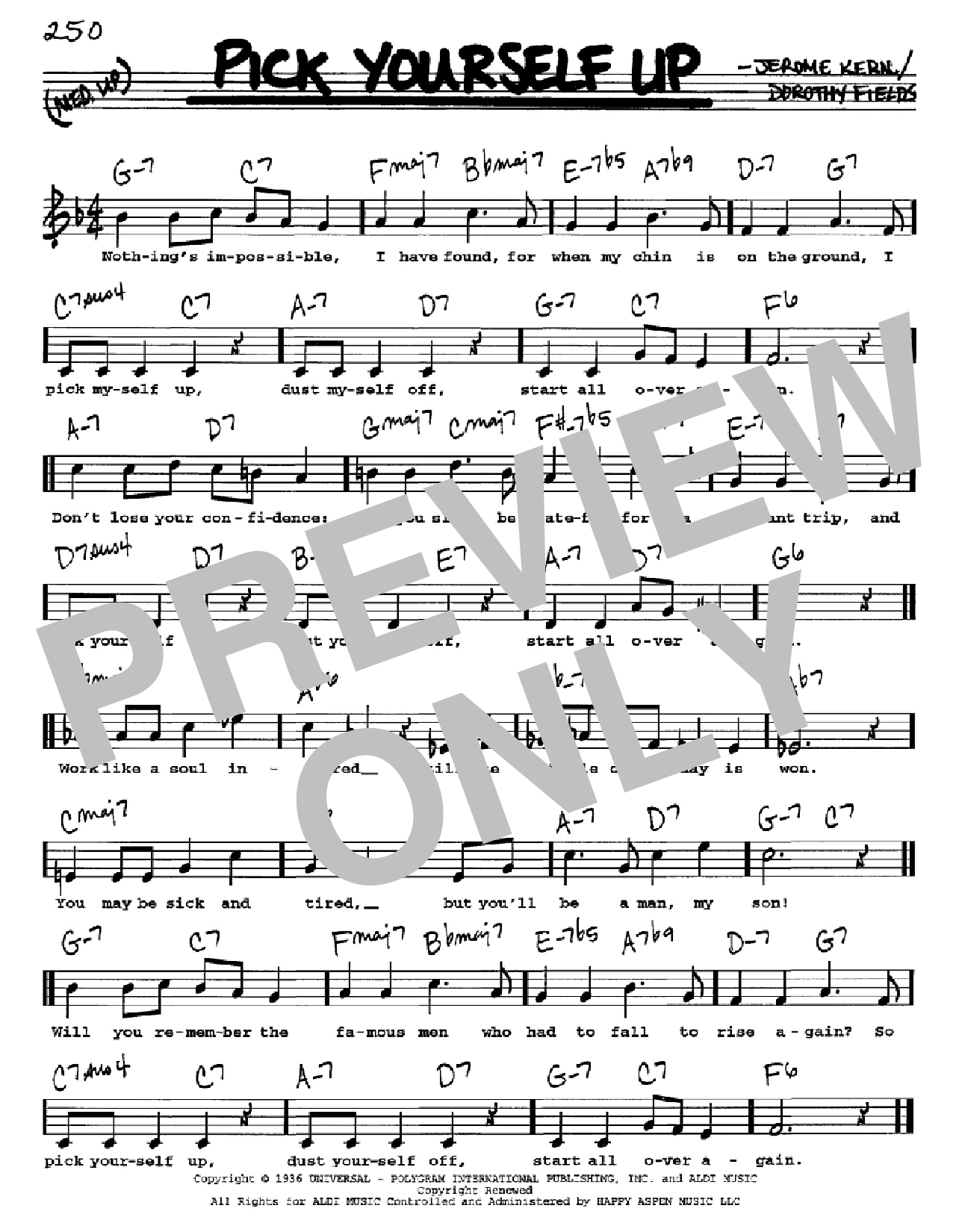 Jerome Kern & Dorothy Fields Pick Yourself Up sheet music notes and chords arranged for Lead Sheet / Fake Book