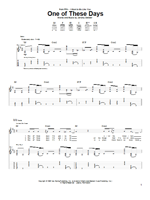 Jeromy Deibler One Of These Days sheet music notes and chords arranged for Guitar Tab