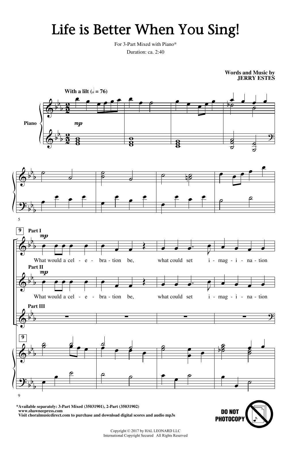 Jerry Estes Life Is Better When You Sing! sheet music notes and chords arranged for 2-Part Choir
