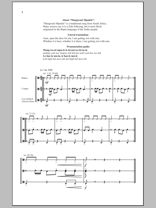 Jerry Estes Mangwani Mpulele sheet music notes and chords arranged for 3-Part Mixed Choir