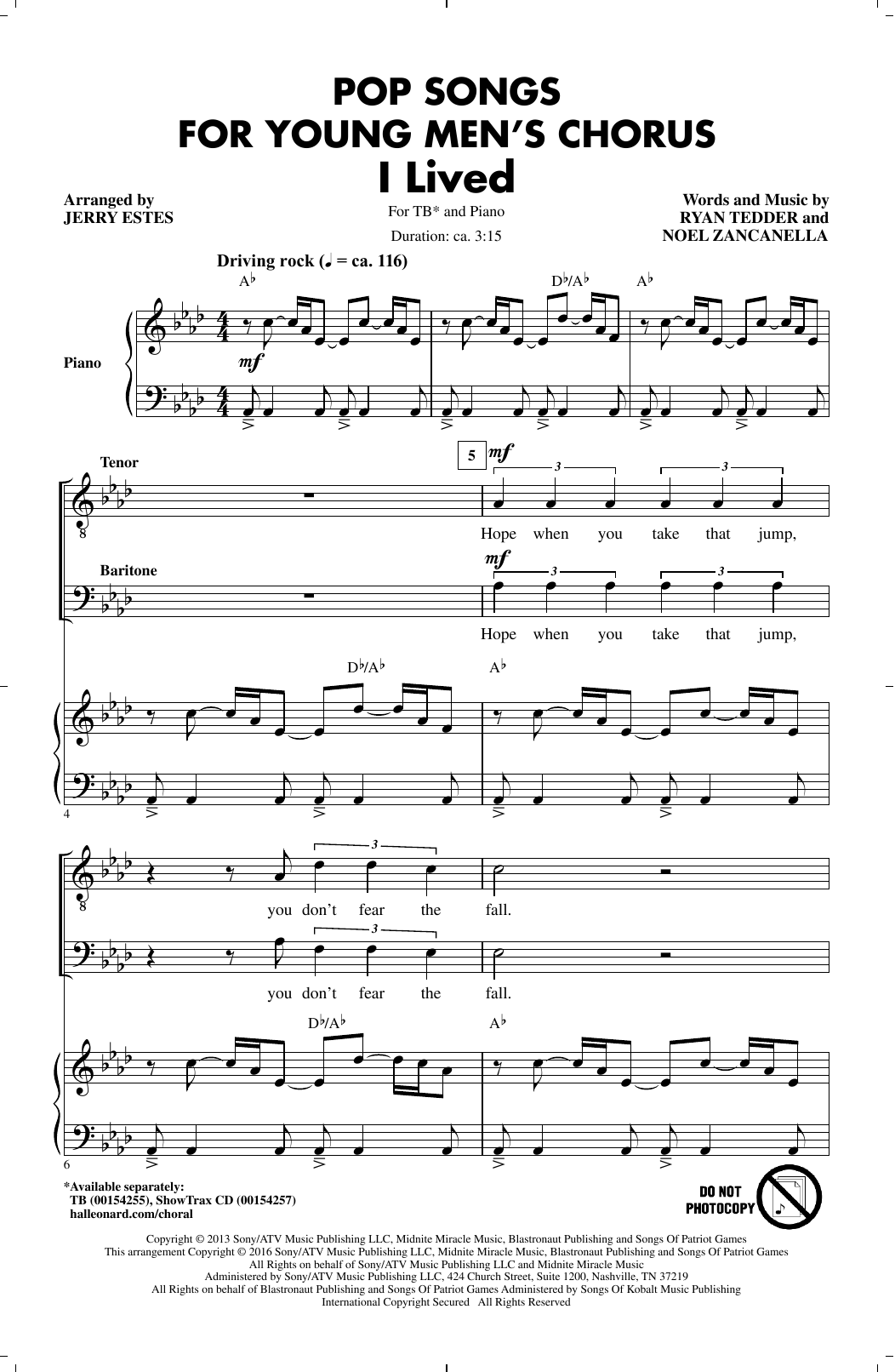Jerry Estes Pop Songs for Young Men's Chorus sheet music notes and chords arranged for TB Choir
