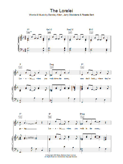 Jerry Gladstone The Lorelei sheet music notes and chords arranged for Piano, Vocal & Guitar Chords