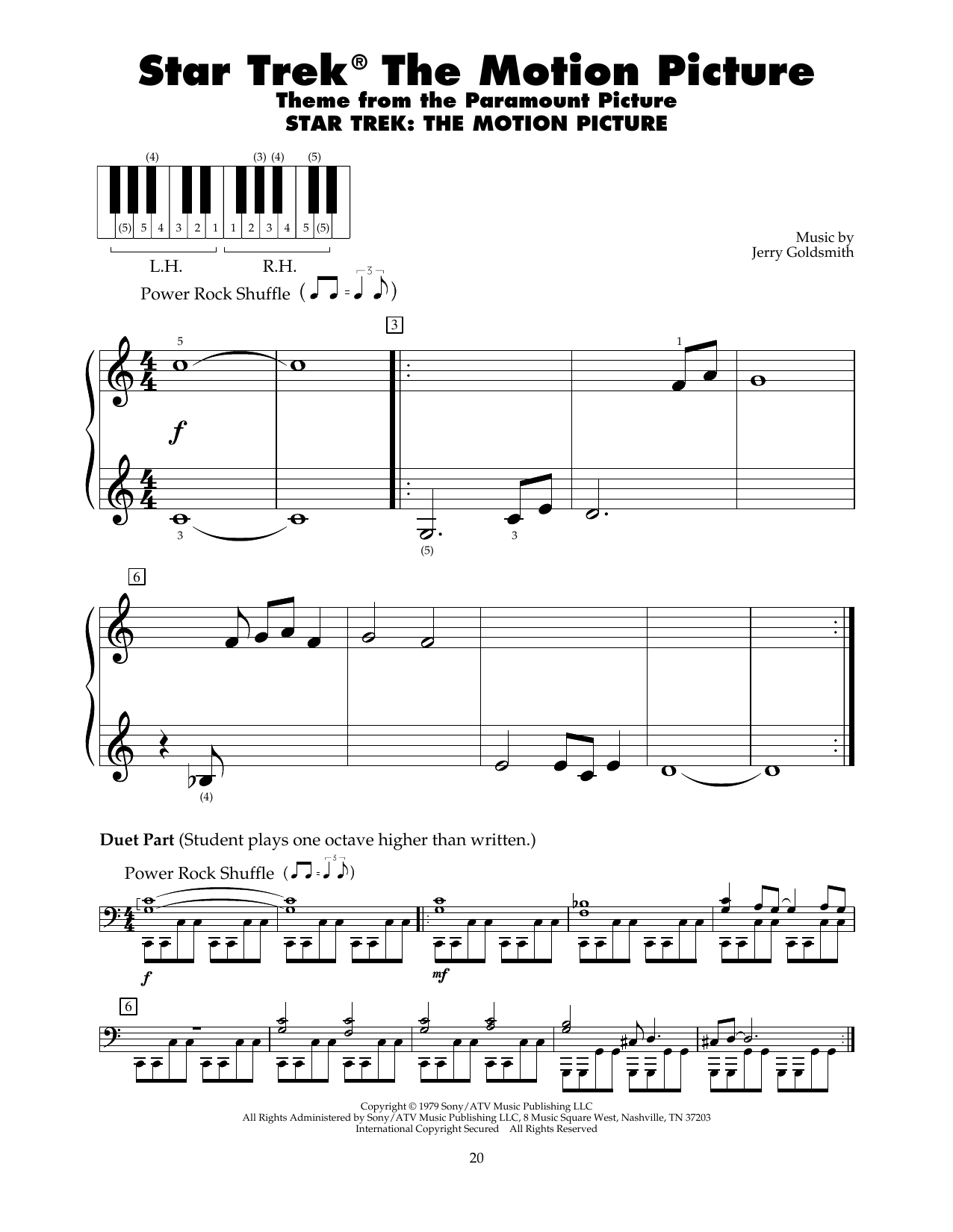 Jerry Goldsmith Star Trek(R) The Motion Picture sheet music notes and chords arranged for 5-Finger Piano