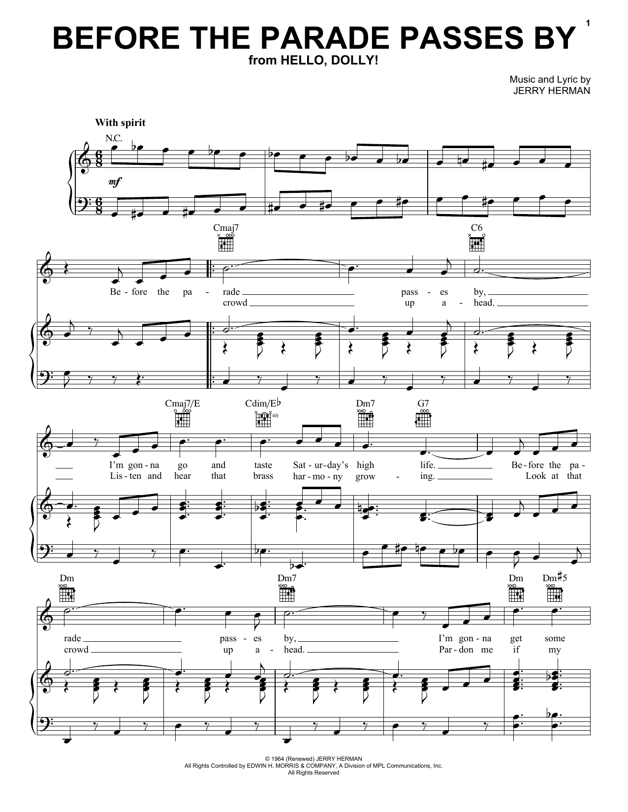 Jerry Herman Before The Parade Passes By sheet music notes and chords arranged for Piano, Vocal & Guitar Chords (Right-Hand Melody)