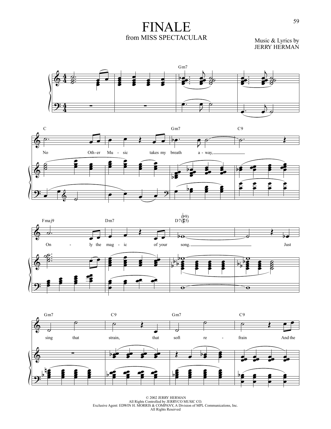 Jerry Herman Finale (from Miss Spectacular) sheet music notes and chords arranged for Piano & Vocal