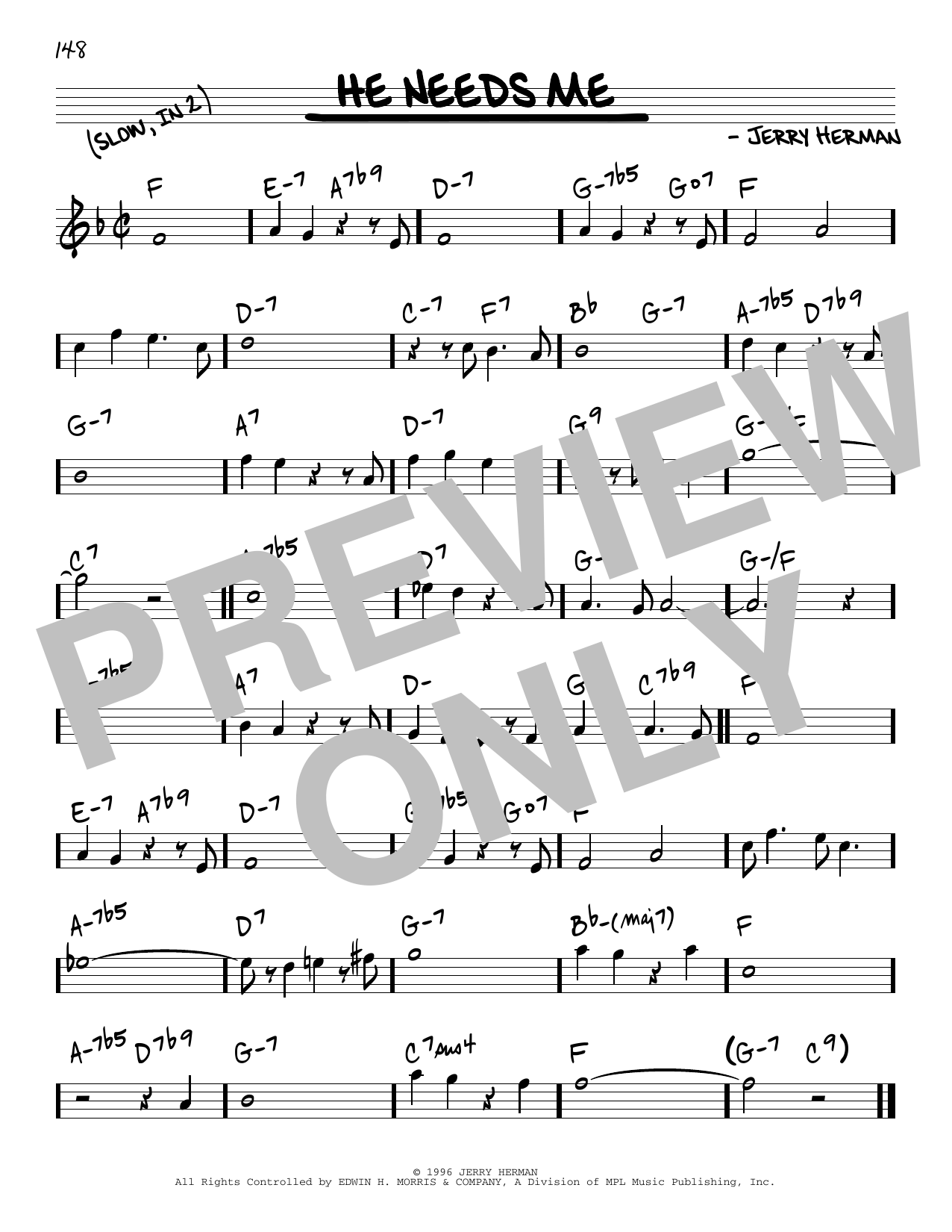 Jerry Herman He Needs Me sheet music notes and chords arranged for Real Book – Melody & Chords