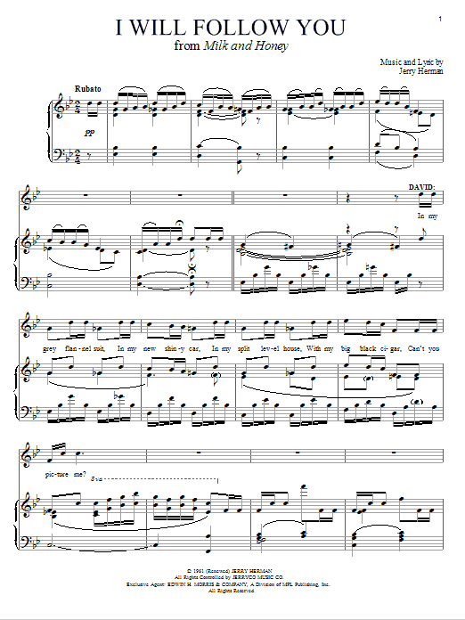 Jerry Herman I Will Follow You sheet music notes and chords arranged for Piano & Vocal