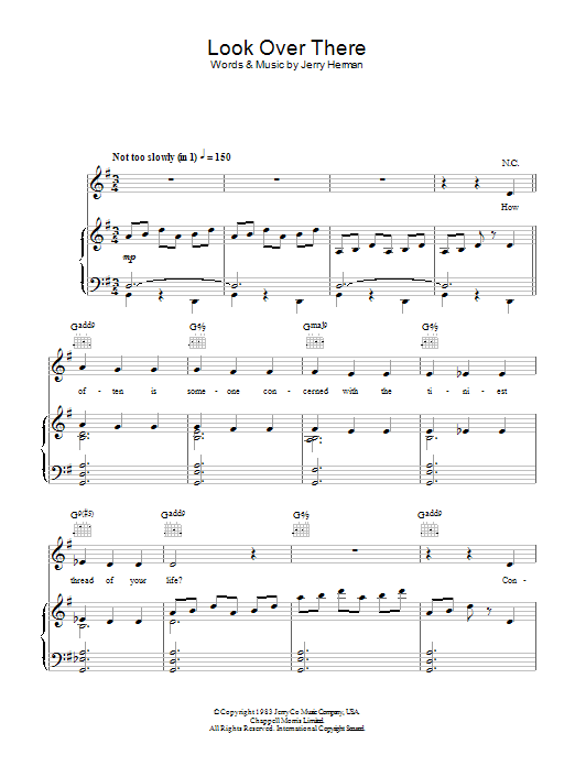 Jerry Herman Look Over There sheet music notes and chords arranged for Piano, Vocal & Guitar Chords
