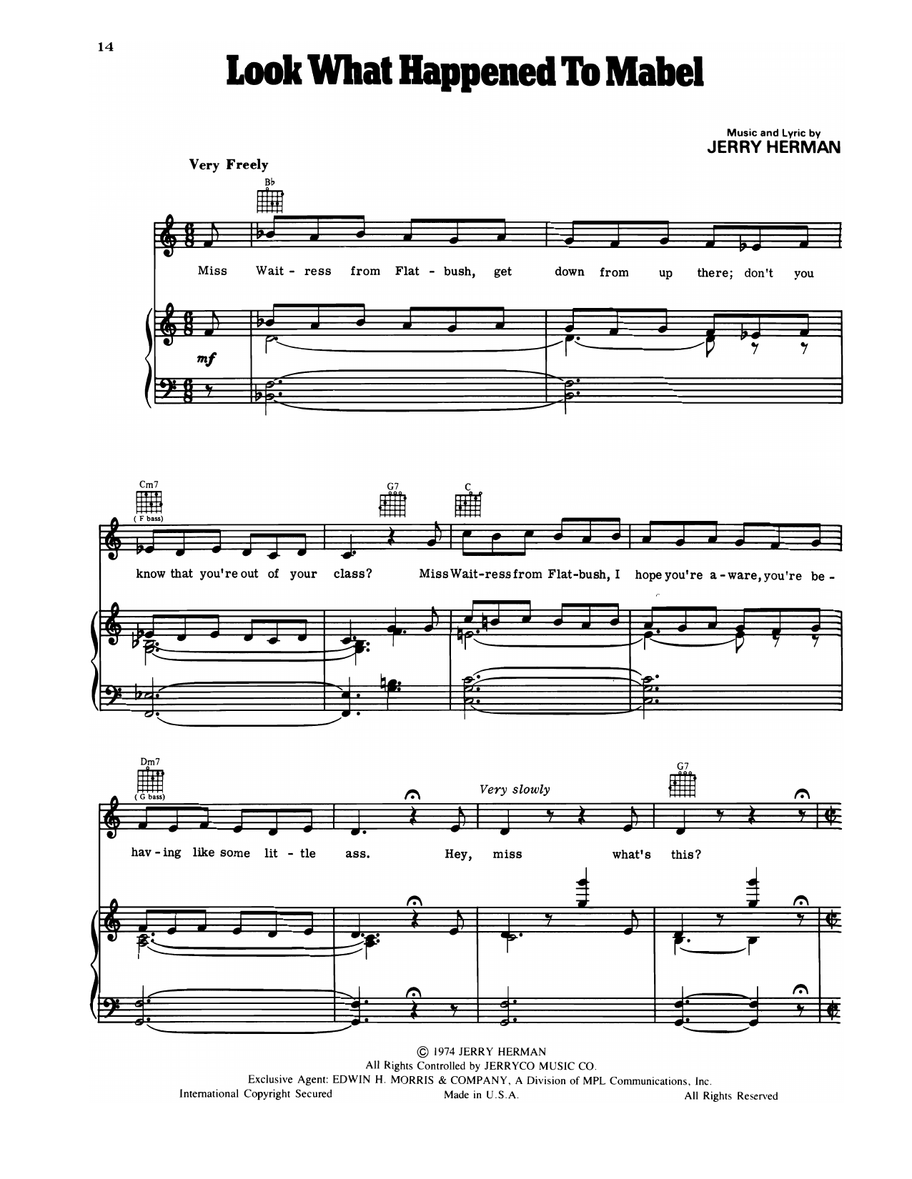 Jerry Herman Look What Happened To Mabel (from Mack and Mabel) sheet music notes and chords arranged for Piano, Vocal & Guitar Chords (Right-Hand Melody)