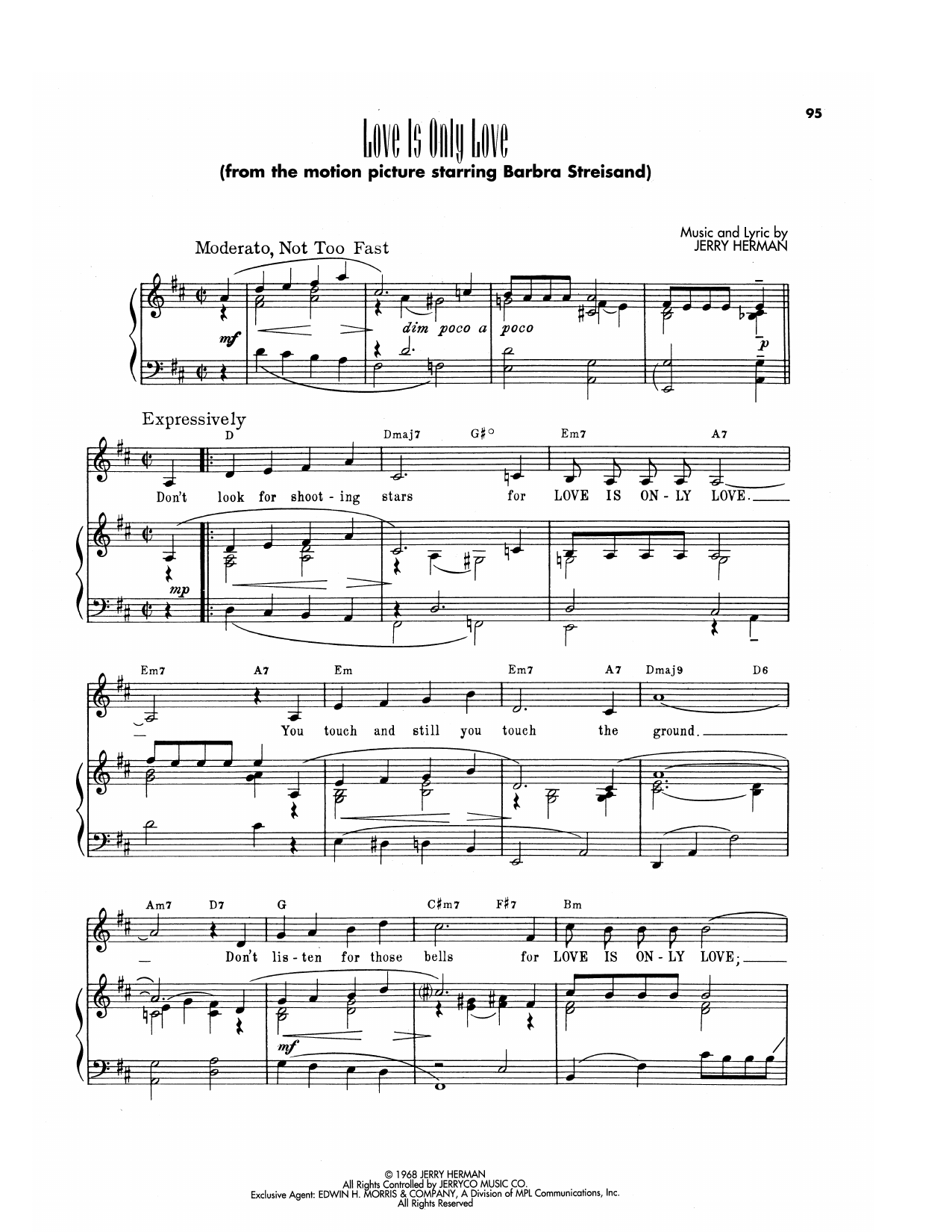 Jerry Herman Love Is Only Love (from Mame) sheet music notes and chords arranged for Piano, Vocal & Guitar Chords (Right-Hand Melody)