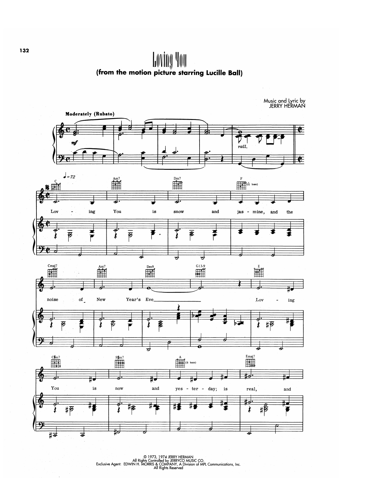 Jerry Herman Loving You (from Mame) sheet music notes and chords arranged for Piano, Vocal & Guitar Chords (Right-Hand Melody)