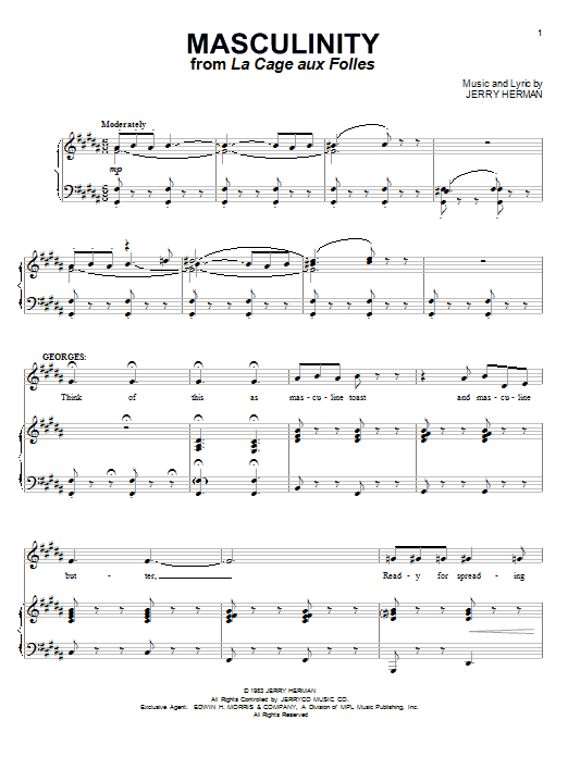 Jerry Herman Masculinity sheet music notes and chords arranged for Piano & Vocal