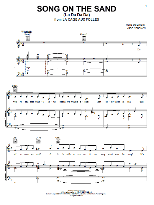 Jerry Herman Song On The Sand (La Da Da Da) sheet music notes and chords arranged for Lead Sheet / Fake Book