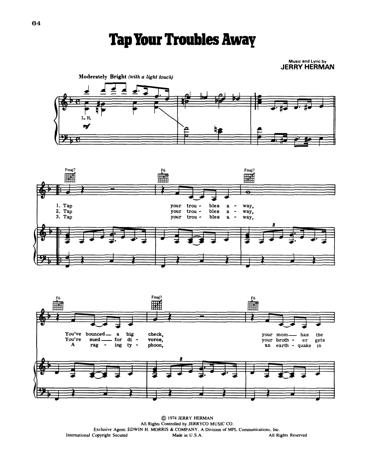 Jerry Herman Tap Your Troubles Away (from Mack & Mabel) sheet music notes and chords arranged for Piano & Vocal