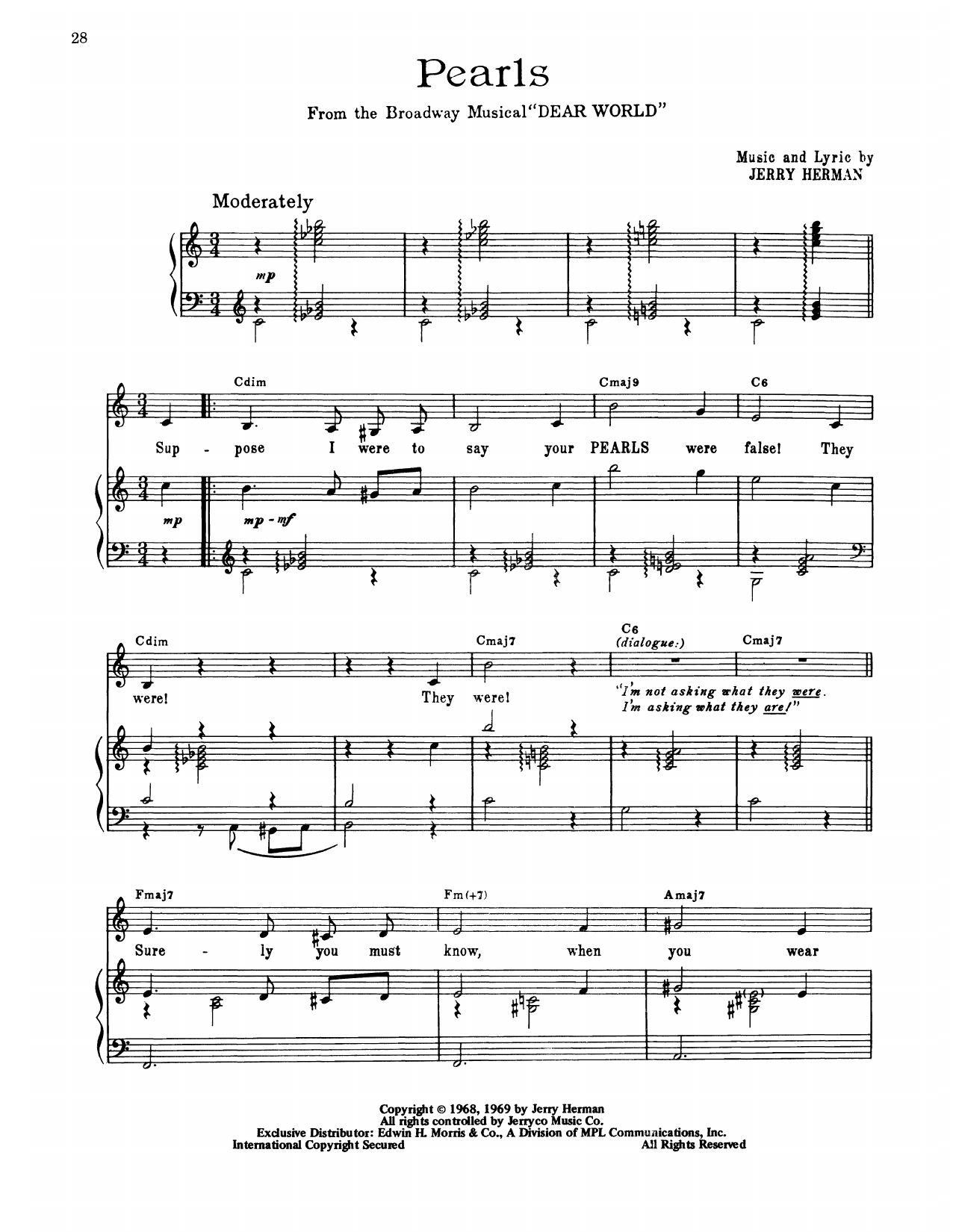 Jerry Herman The Pearls (from Dear World) sheet music notes and chords arranged for Piano, Vocal & Guitar Chords (Right-Hand Melody)