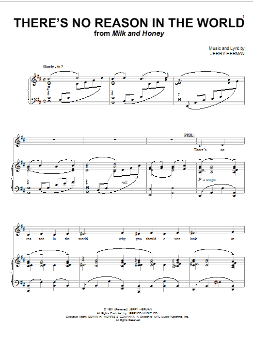 Jerry Herman There's No Reason In The World sheet music notes and chords arranged for Piano & Vocal
