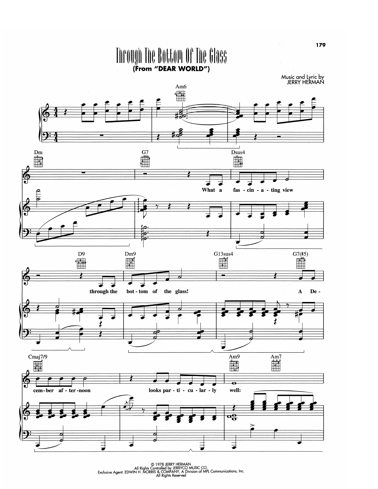 Jerry Herman Through The Bottom Of The Glass (from Dear World) sheet music notes and chords arranged for Piano, Vocal & Guitar Chords (Right-Hand Melody)