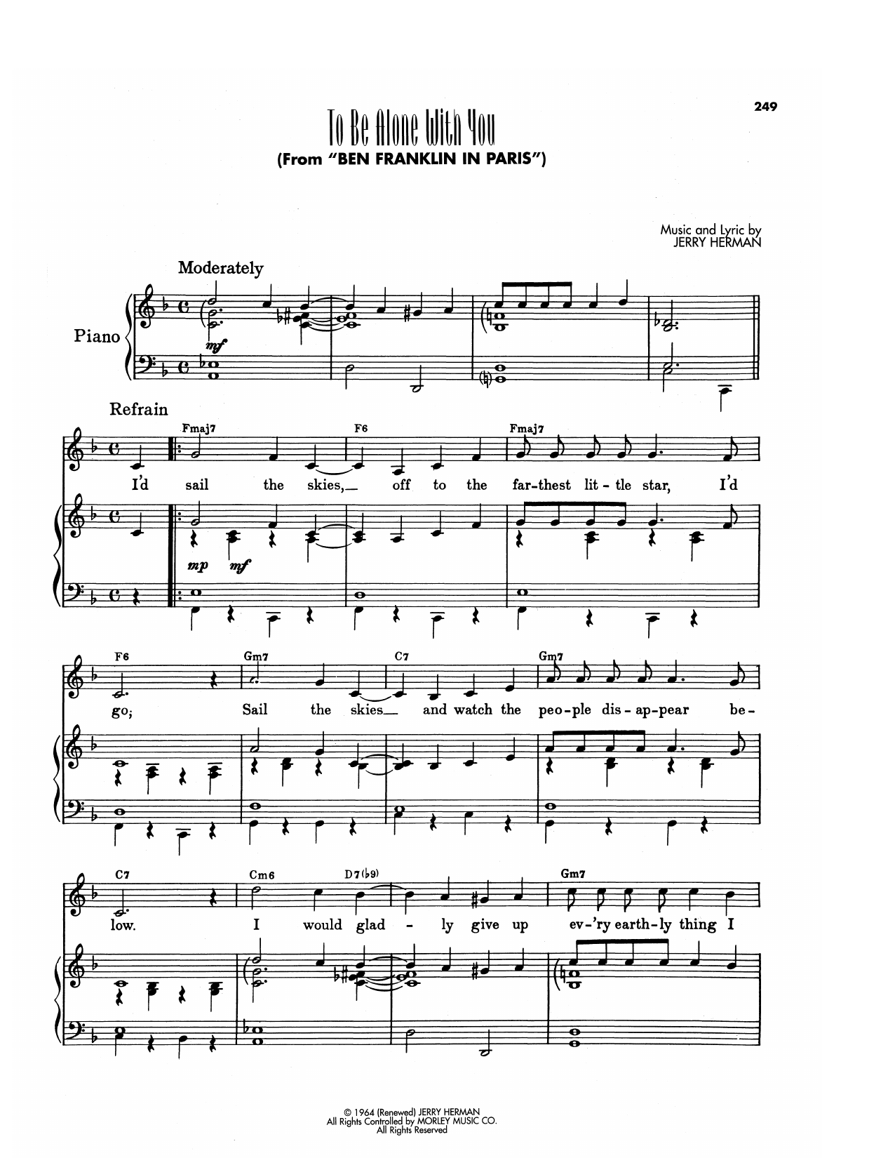Jerry Herman To Be Alone With You (from Ben Franklin In Paris) sheet music notes and chords arranged for Piano, Vocal & Guitar Chords (Right-Hand Melody)