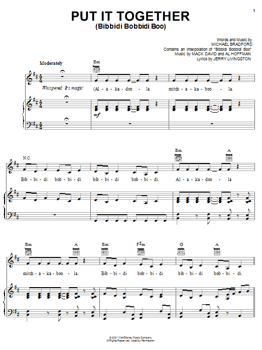 Jerry Livingston Put It Together (Bibbidi Bobbidi Boo) sheet music notes and chords arranged for Piano, Vocal & Guitar Chords (Right-Hand Melody)