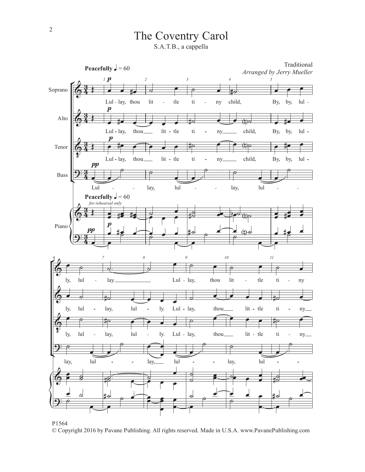 Jerry Mueller The Coventry Carol sheet music notes and chords arranged for SATB Choir