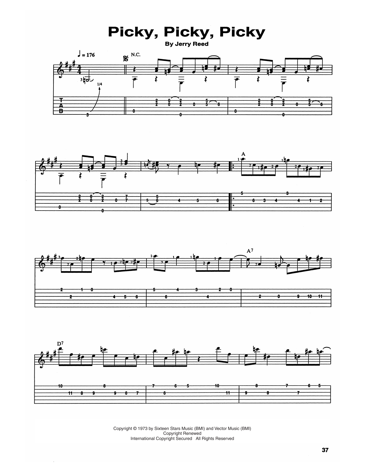 Jerry Reed Pickie, Pickie, Pickie sheet music notes and chords arranged for Guitar Tab