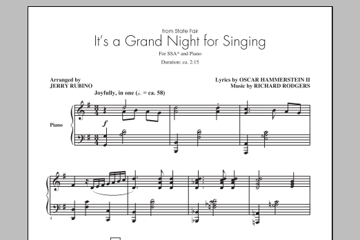 Jerry Rubino It's A Grand Night For Singing sheet music notes and chords arranged for SSA Choir
