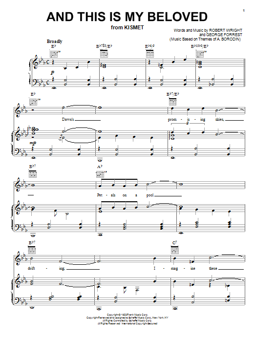 Jerry Vale And This Is My Beloved sheet music notes and chords arranged for Piano, Vocal & Guitar Chords (Right-Hand Melody)
