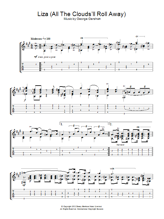 Jerry Willard Liza (All The Clouds'll Roll Away) sheet music notes and chords arranged for Easy Guitar