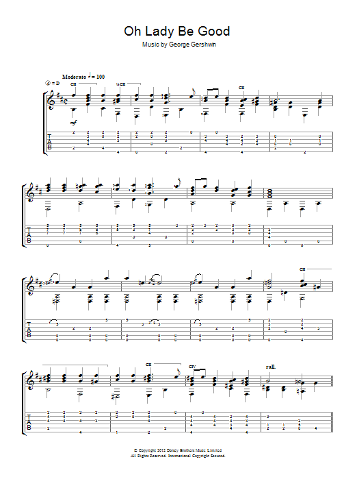 Jerry Willard Oh, Lady, Be Good sheet music notes and chords arranged for Easy Guitar
