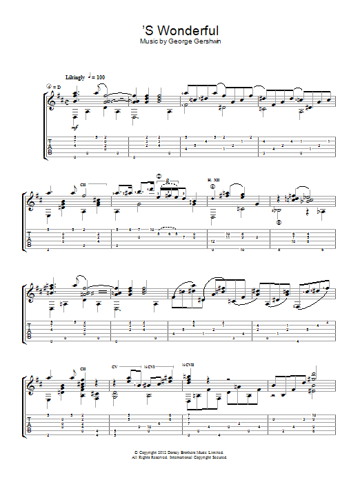 Jerry Willard 'S Wonderful sheet music notes and chords arranged for Easy Guitar