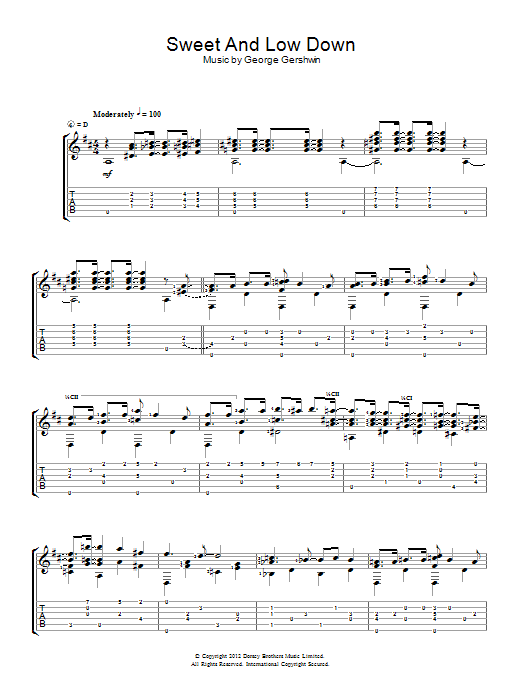 Jerry Willard Sweet And Low Down sheet music notes and chords arranged for Easy Guitar