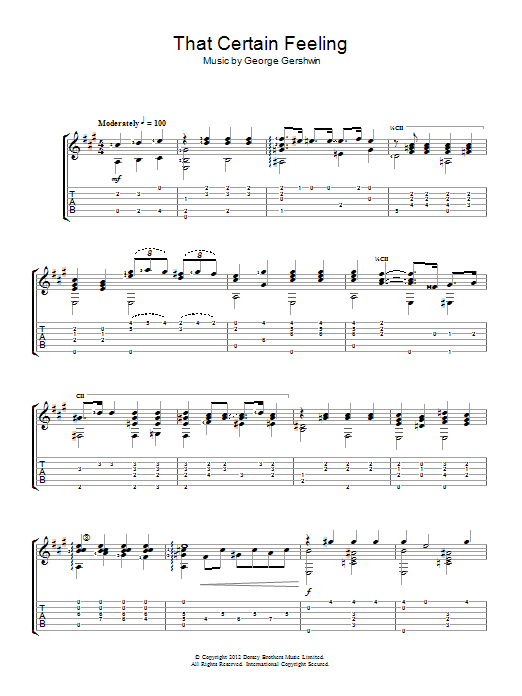 Jerry Willard That Certain Feeling sheet music notes and chords arranged for Easy Guitar