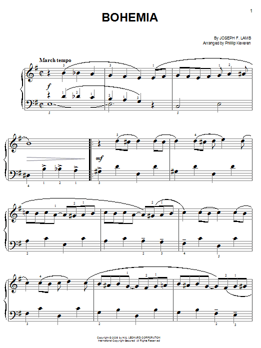 Jeseph Lamb Bohemia (arr. Phillip Keveren) sheet music notes and chords arranged for Easy Piano