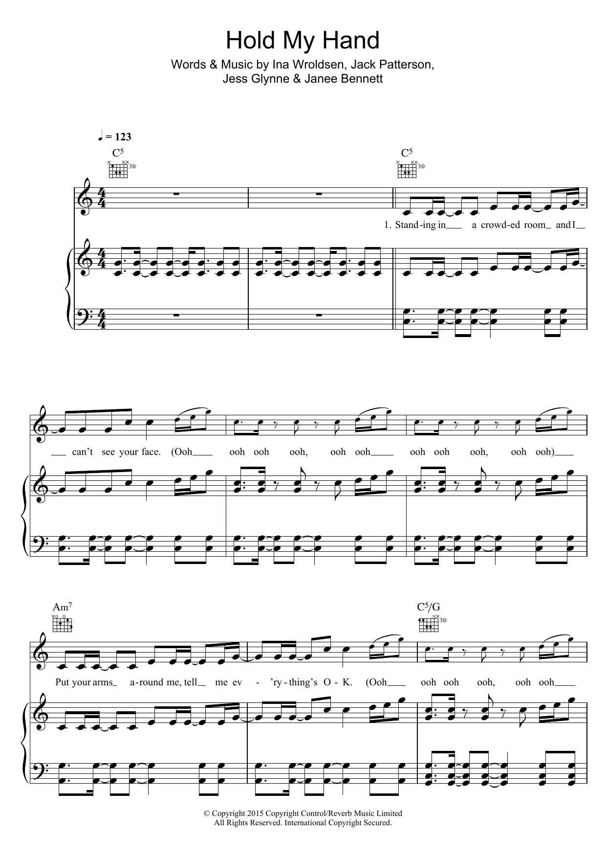 Jess Glynne Hold My Hand sheet music notes and chords arranged for Piano, Vocal & Guitar Chords