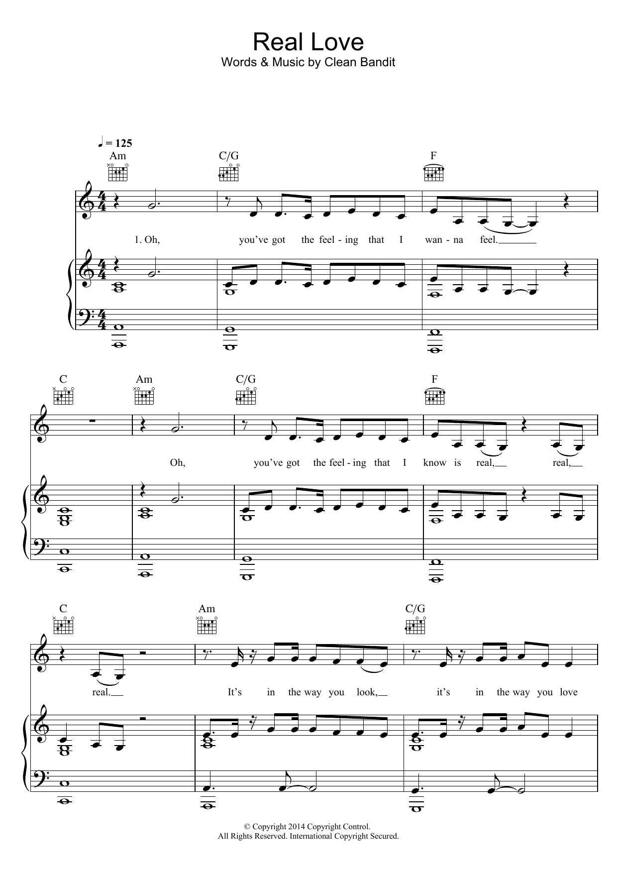 Jess Glynne Real Love (feat. Jess Glynne) sheet music notes and chords arranged for Piano, Vocal & Guitar Chords