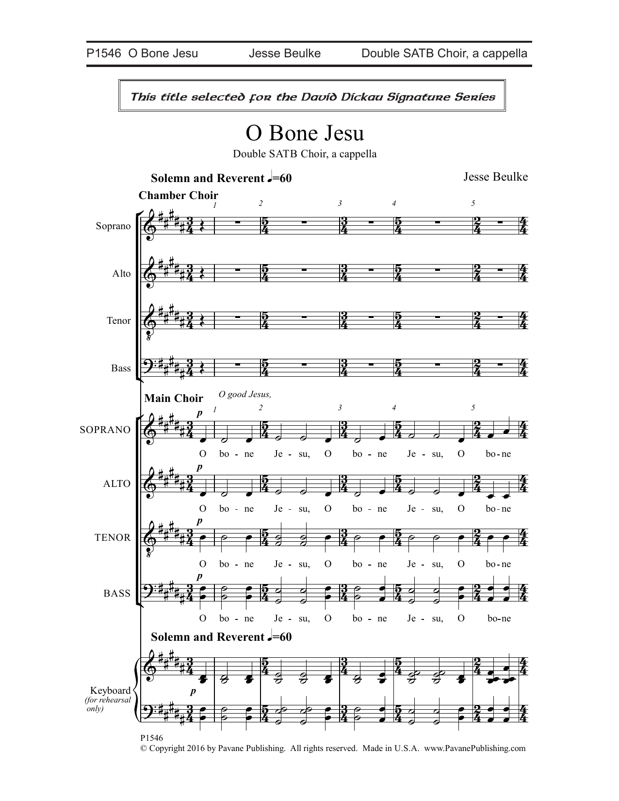 Jesse Beulke O Bone Jesu sheet music notes and chords arranged for SATB Choir