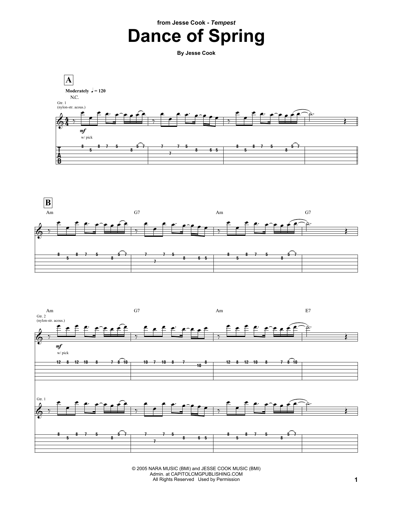 Jesse Cook Dance Of Spring sheet music notes and chords arranged for Guitar Tab