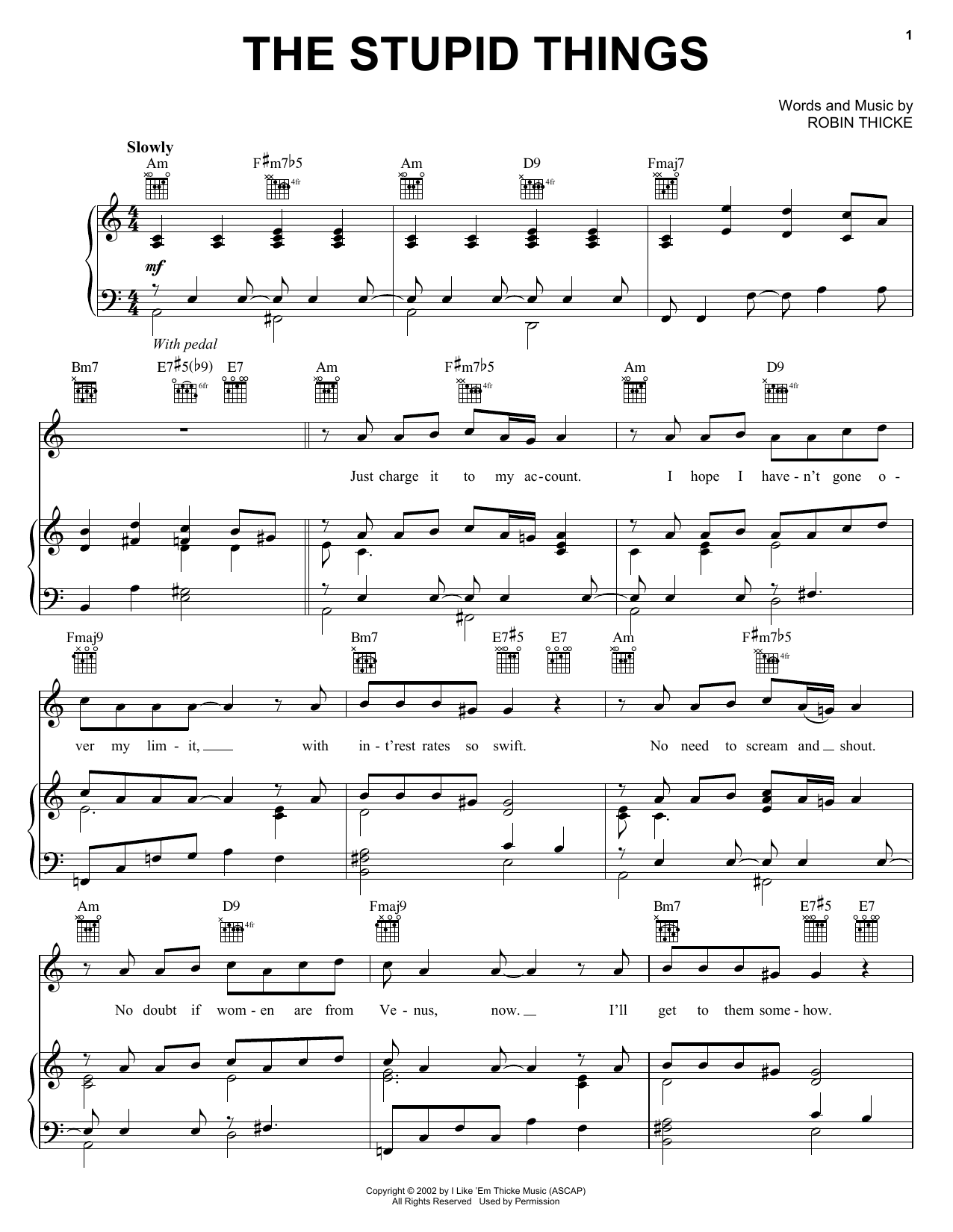 Jesse McCartney The Stupid Things sheet music notes and chords arranged for Piano, Vocal & Guitar Chords (Right-Hand Melody)